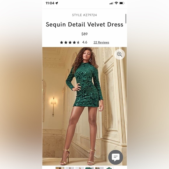 Venus sequin detail velvet dress - Picture 2 of 5